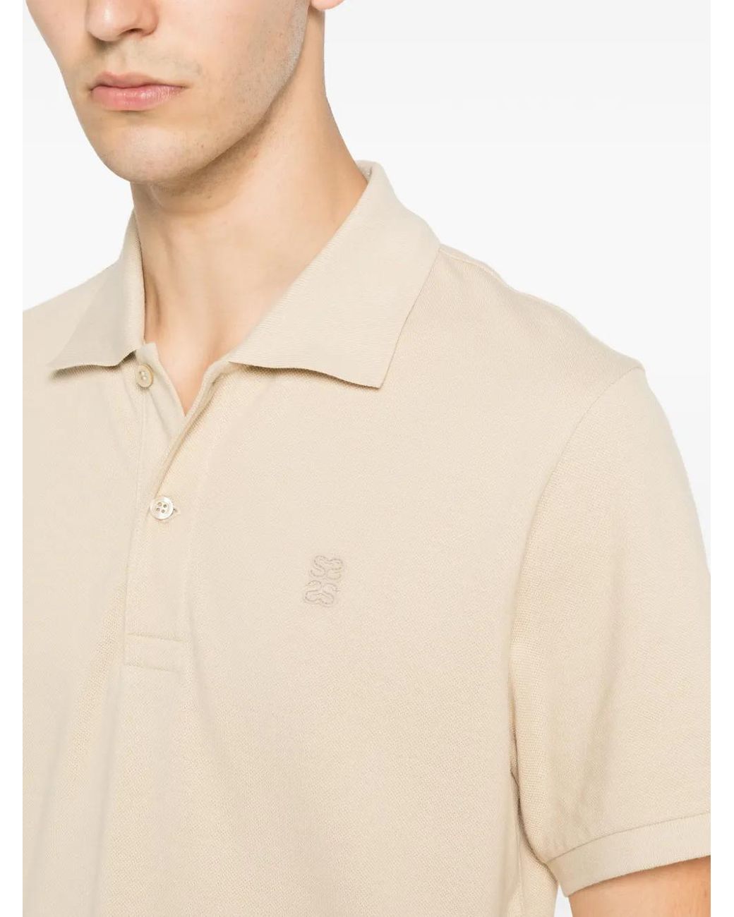 Sandro White Polo À Patch Logo for men