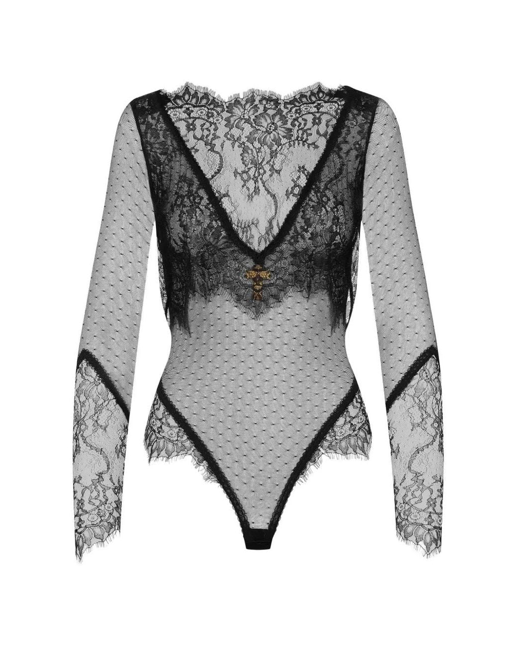 Scandale Gray Lace-Panelled Body