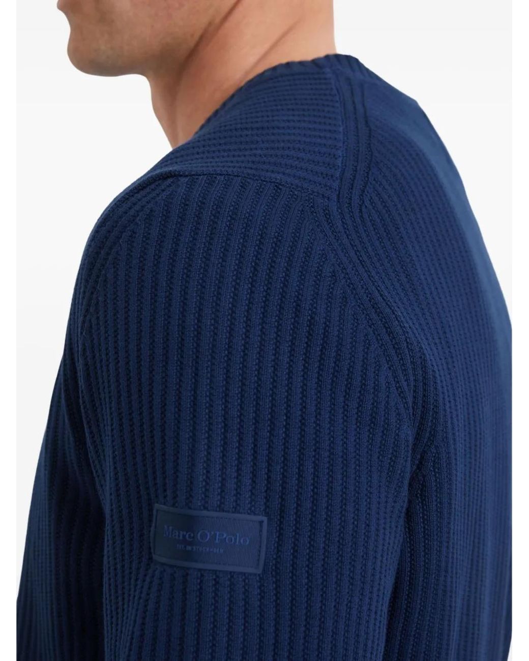 Marc O' Polo Blue Ribbed Crew-Neck Sweater for men
