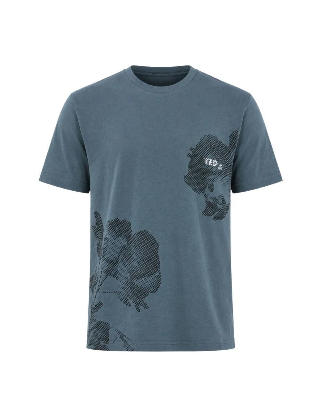 Ted Baker Blue Floral-Print T-Shirt for men