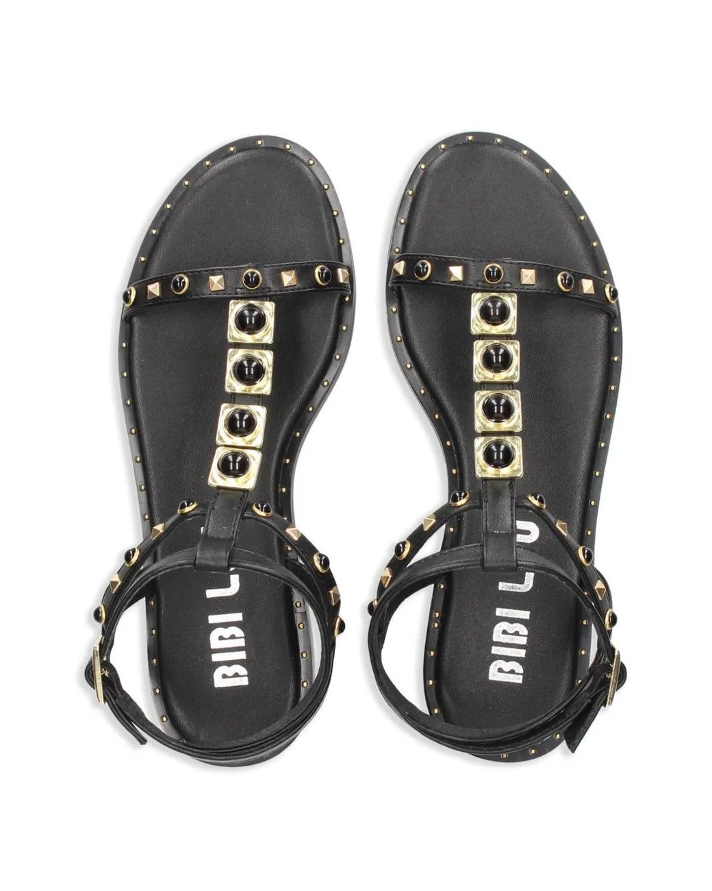Bibi Lou Black Stud-Embellished Flat Sandals