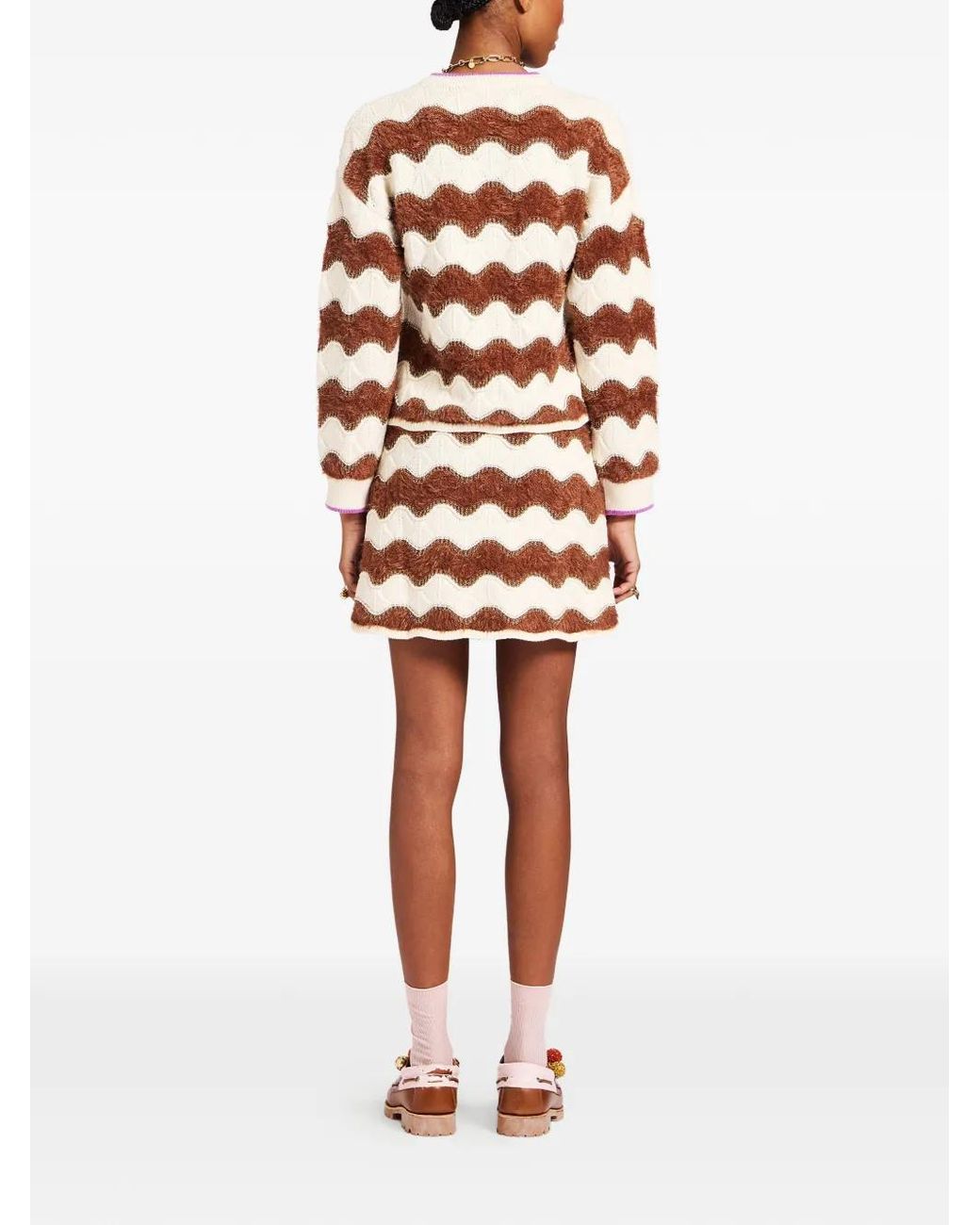 LaDoubleJ Brown Wave Pattern Mini Skirt