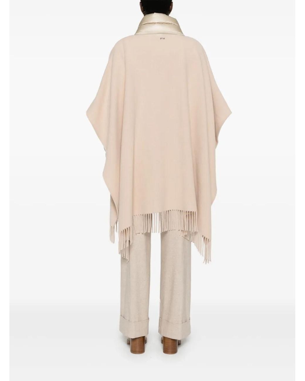 Capa Con Flecos Herno de color Natural