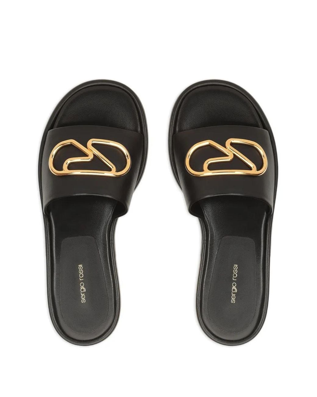 Sergio Rossi Black Logo-Detail Sandals