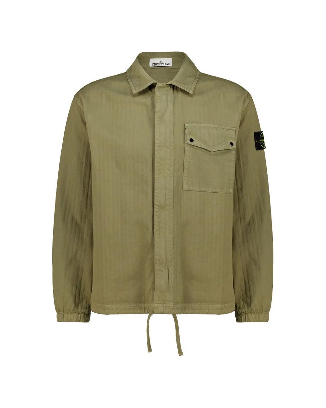 Stone Island Green 1200014 Cotton Herringbone Overshirt for men