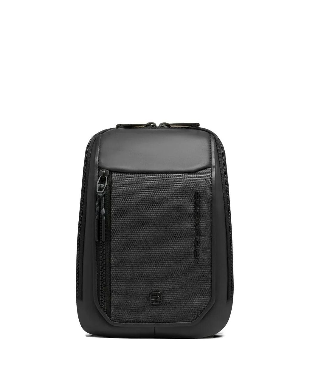 Piquadro Black Leather-Trim Messenger Bag for men