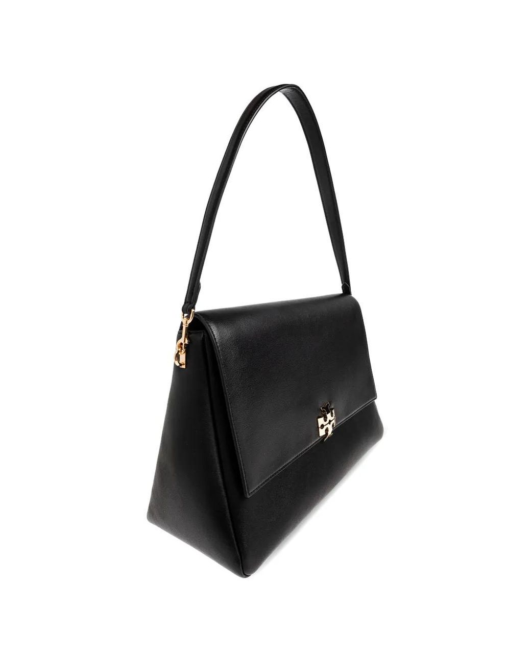 Tory Burch Black Leather Tote Bag With Logo Plaque
