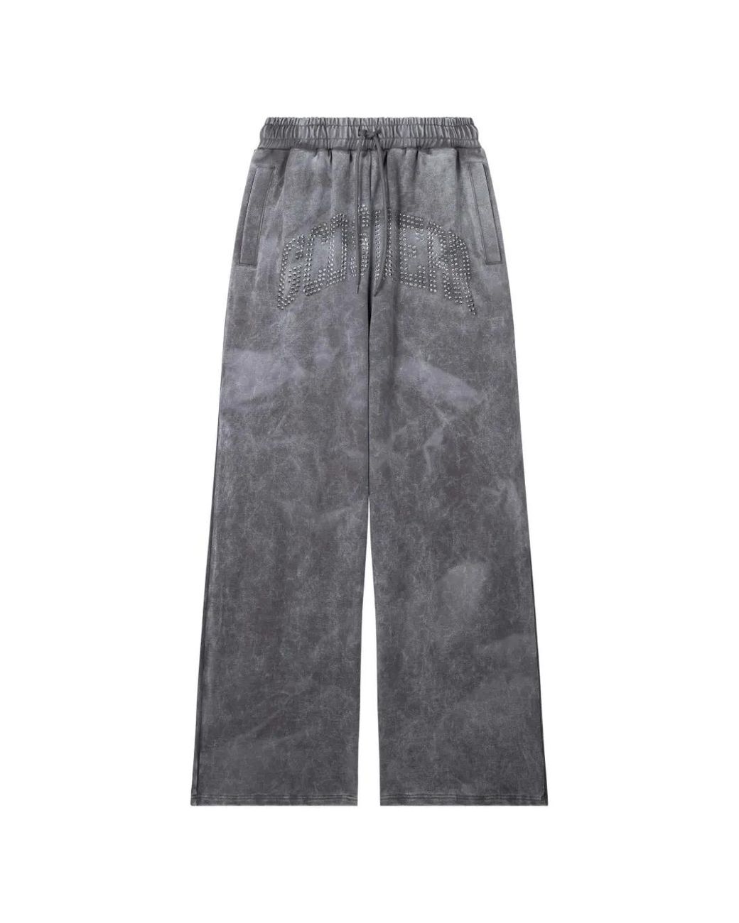 Gcds Gray Studded Logo-Patch Track Pants for men
