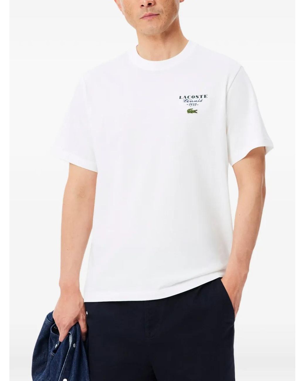 Lacoste White Graphic-Print T-Shirt for men