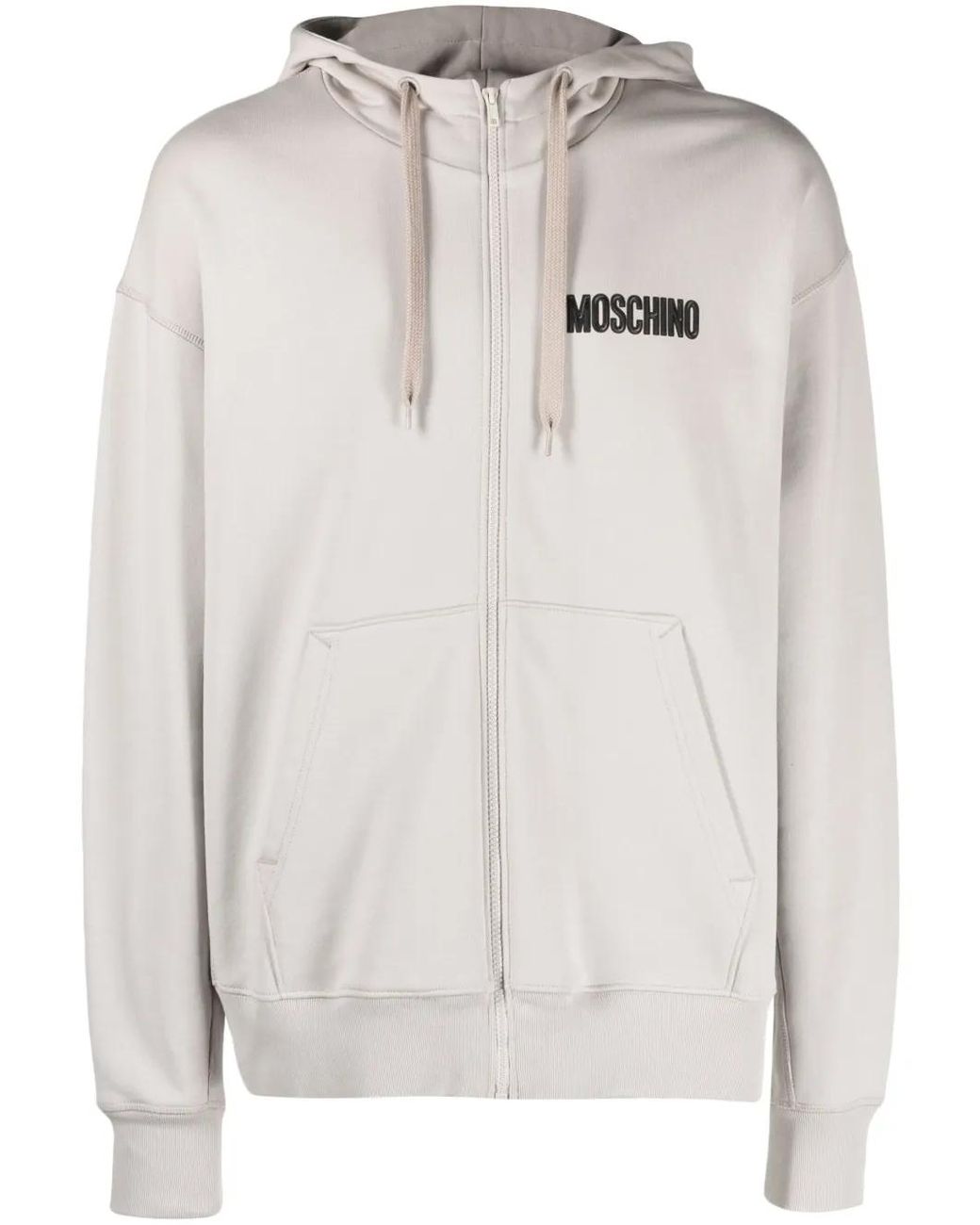 Moschino White Teddy Bear-Motif Cotton Zip-Through Hoodie for men