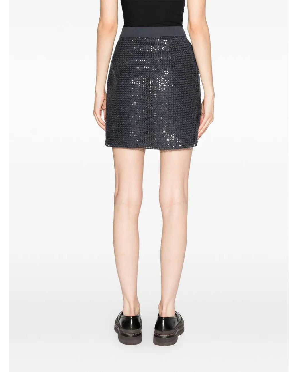 Brunello Cucinelli Blue Sequin-Embellished Miniskirt