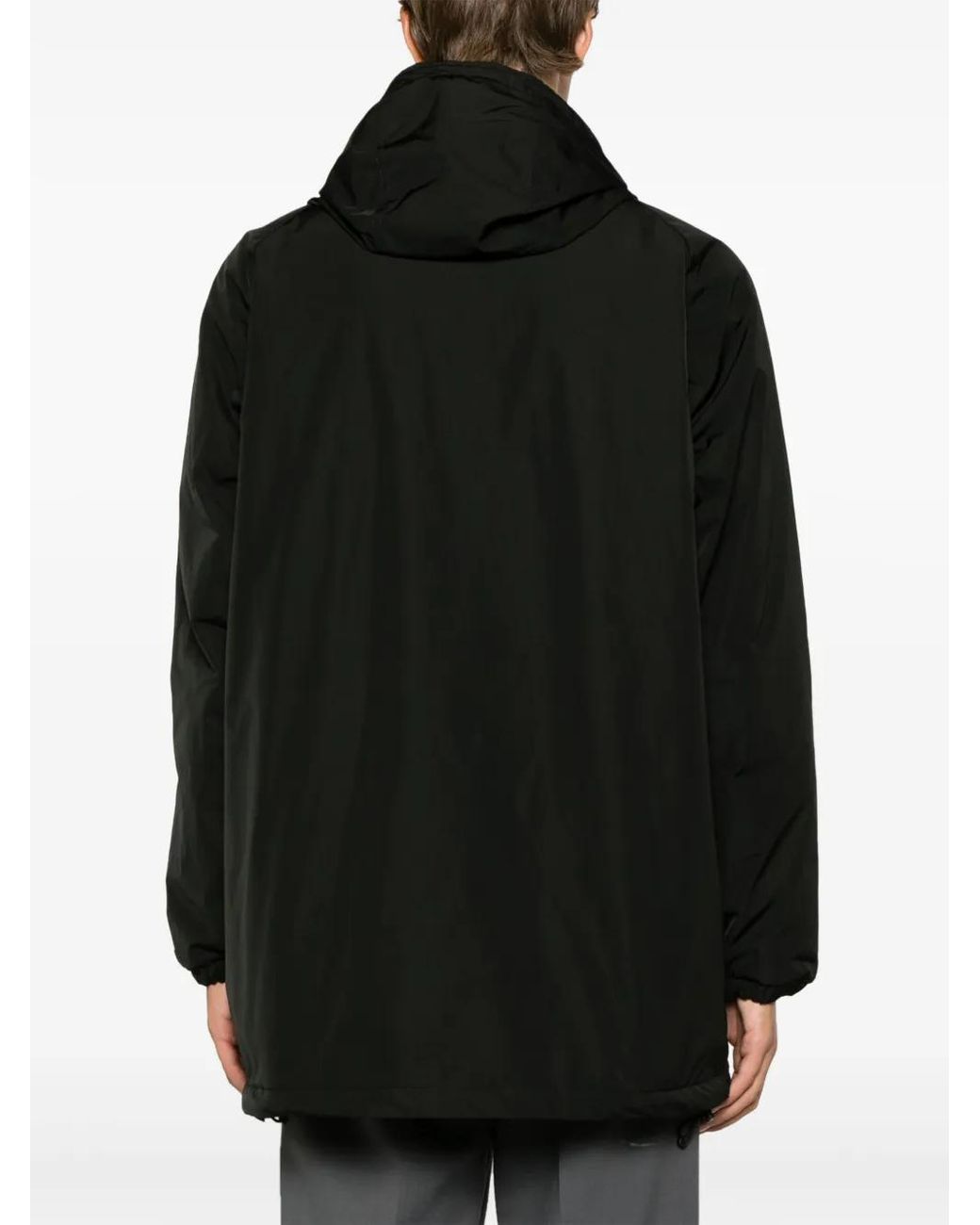 Aspesi Black Hooded Long-Sleeved Coat for men