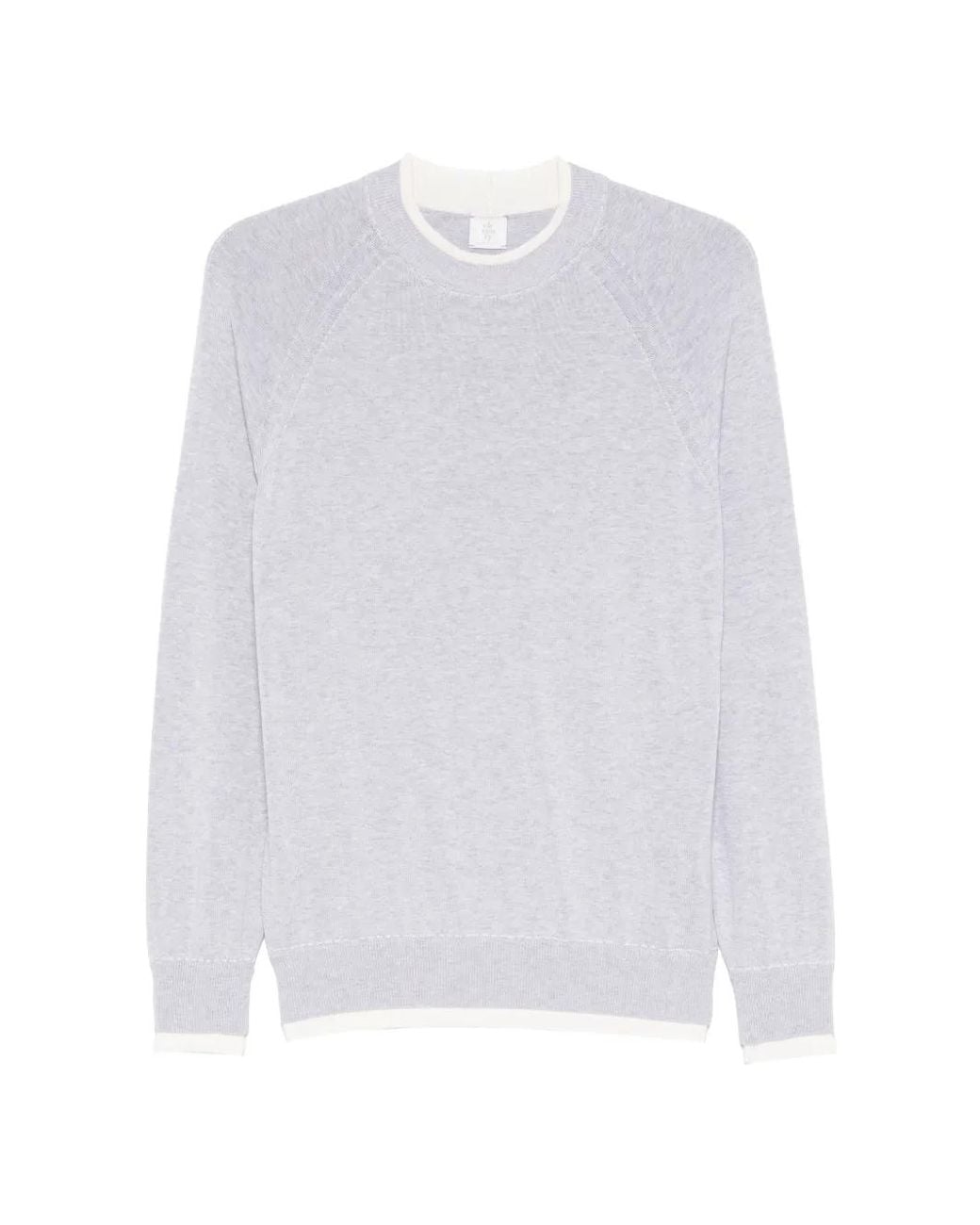 Eleventy White Round-Neck Cotton Sweater for men