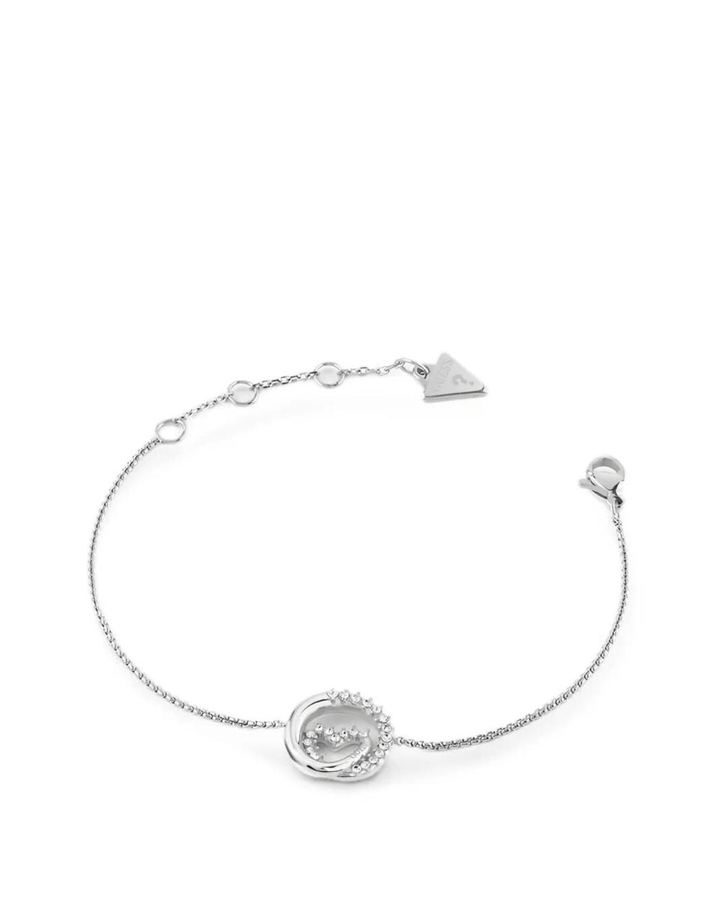 Guess White Crystal-Embellished Heart Bracelet