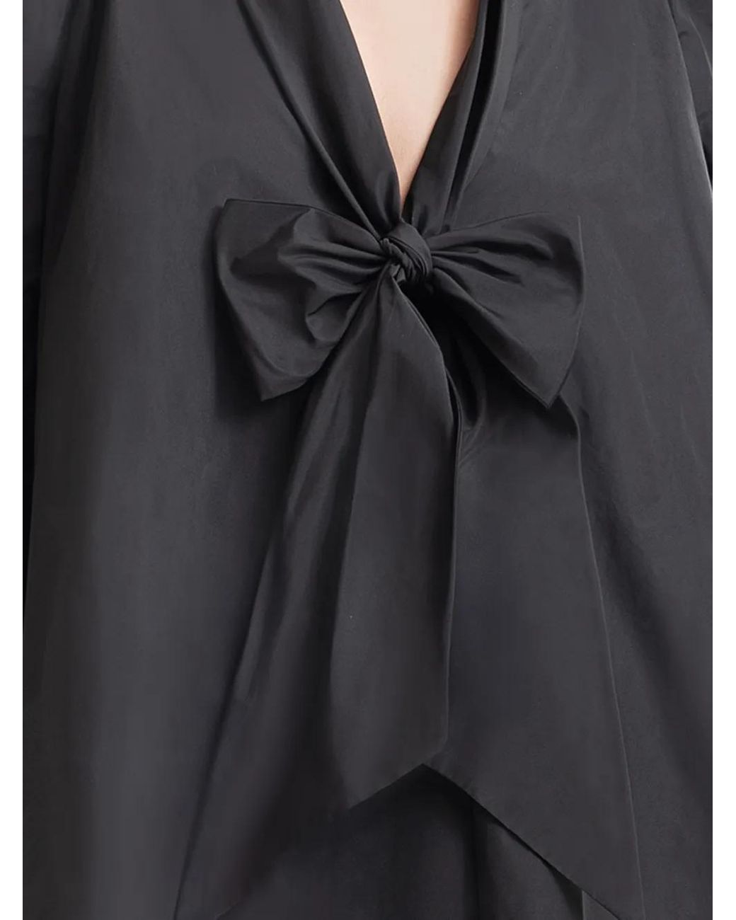 Gemy Maalouf Black Bow Long-Sleeve Top
