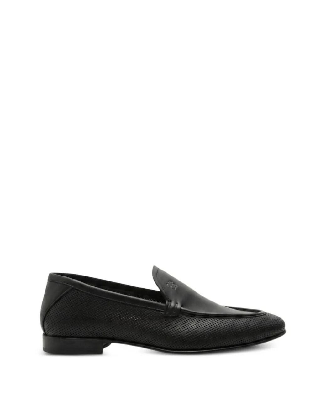 Fabi Black Perforated Leather Loafers for men