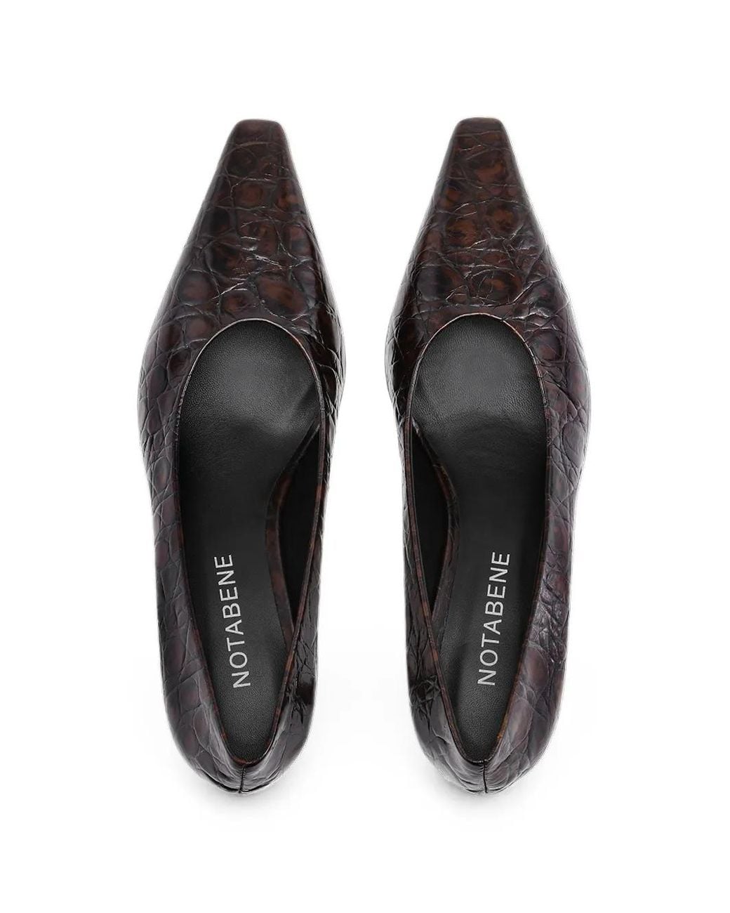 Notabene Brown Emmy Low Crocodile-Embossed Heeled Pumps