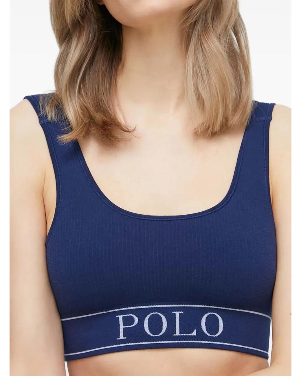 Polo Ralph Lauren Blue Logo-Underband Ribbed Bra
