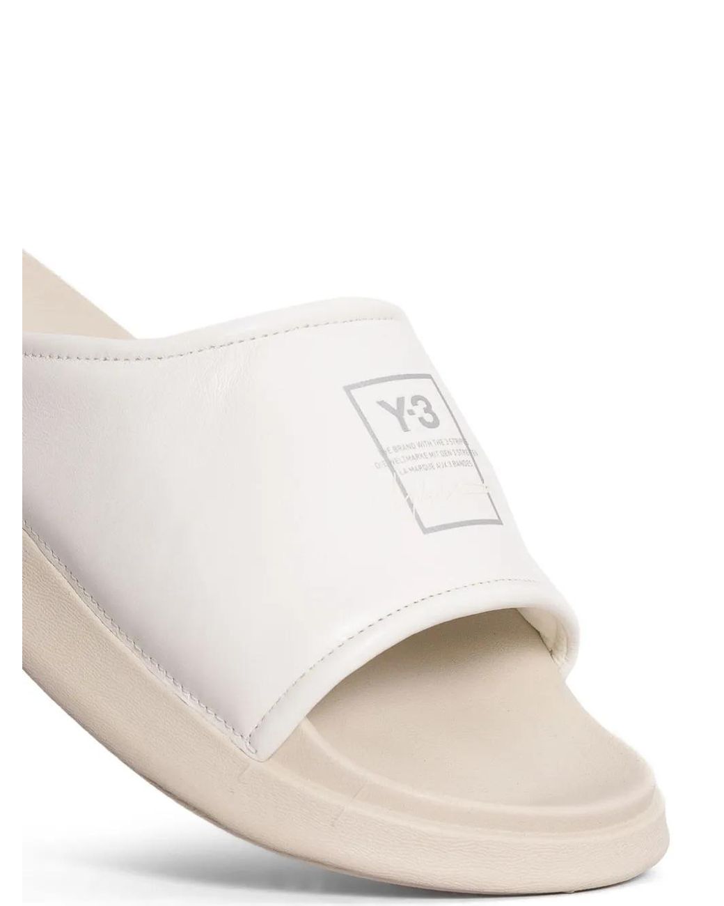 Y-3 White Logo-Print Padded Slides