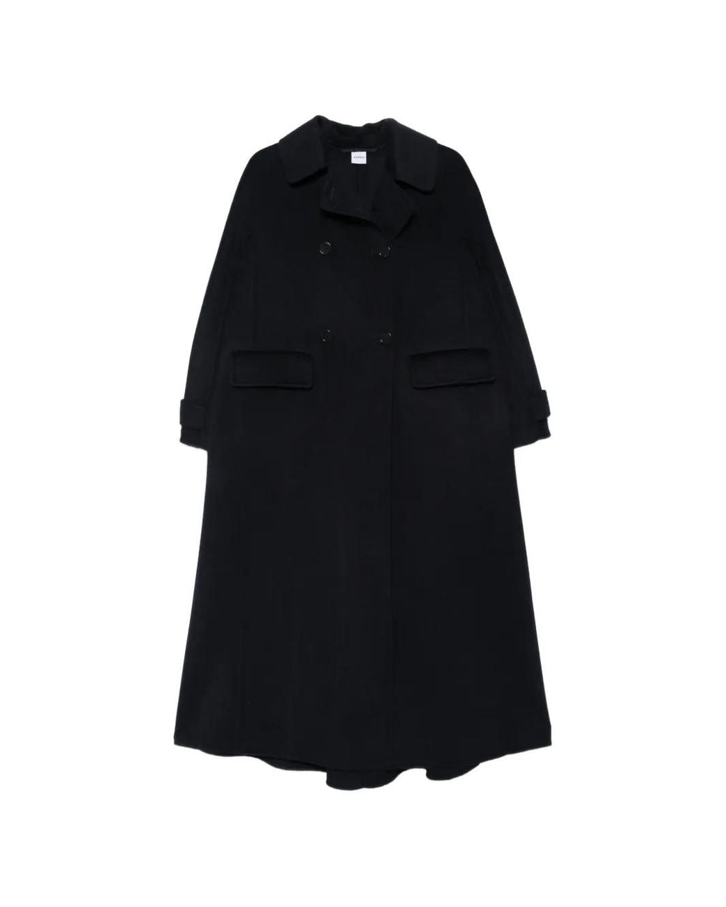 Aspesi Black Double-Breasted Button-Up Coat