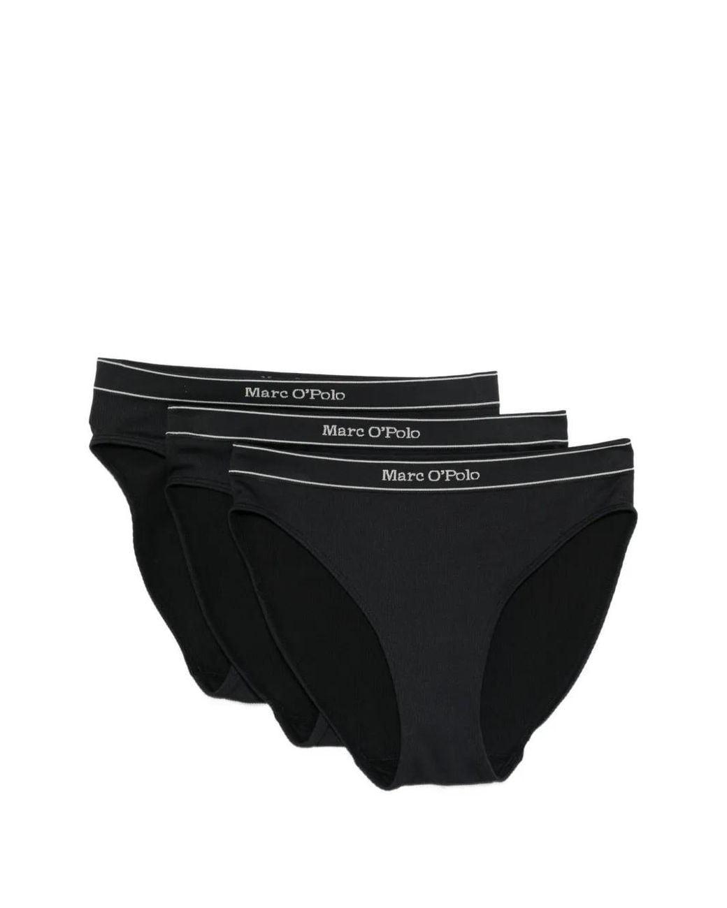 Marc O' Polo Black Logo-Waistband Ribbed Briefs (Set Of Three)