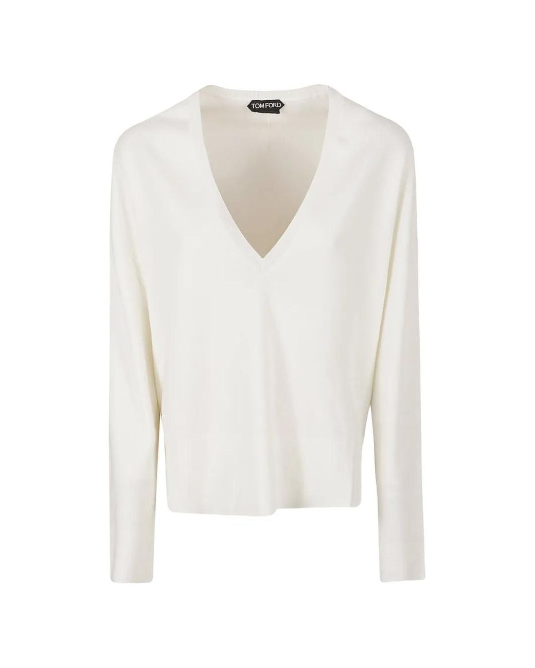 Tom Ford White V-Neck Drop-Shoulder Sweater