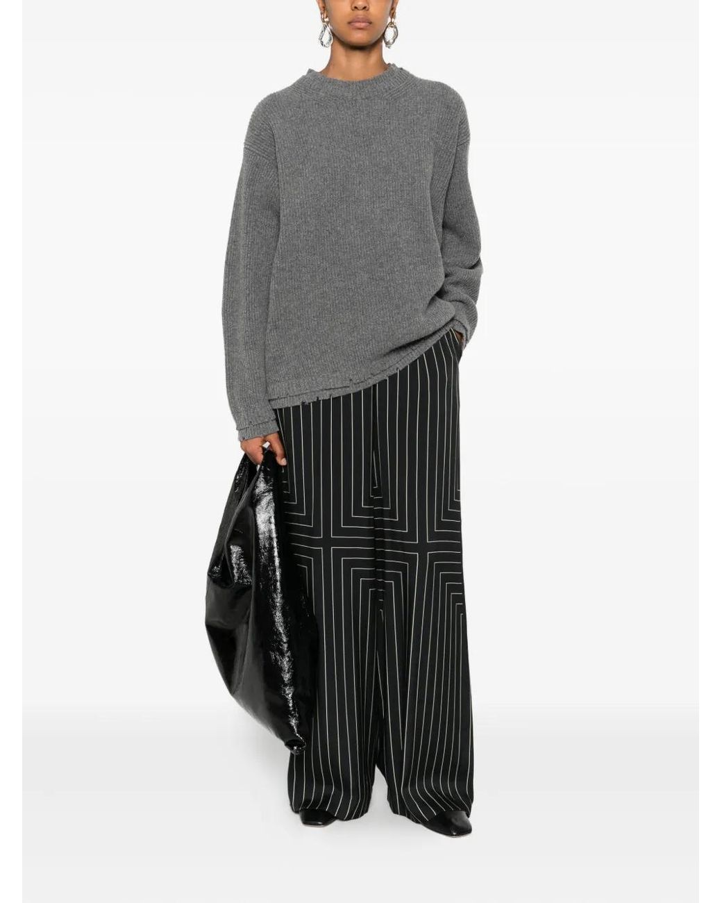 FEDERICO CINA Gray Ribbed Wool Sweater