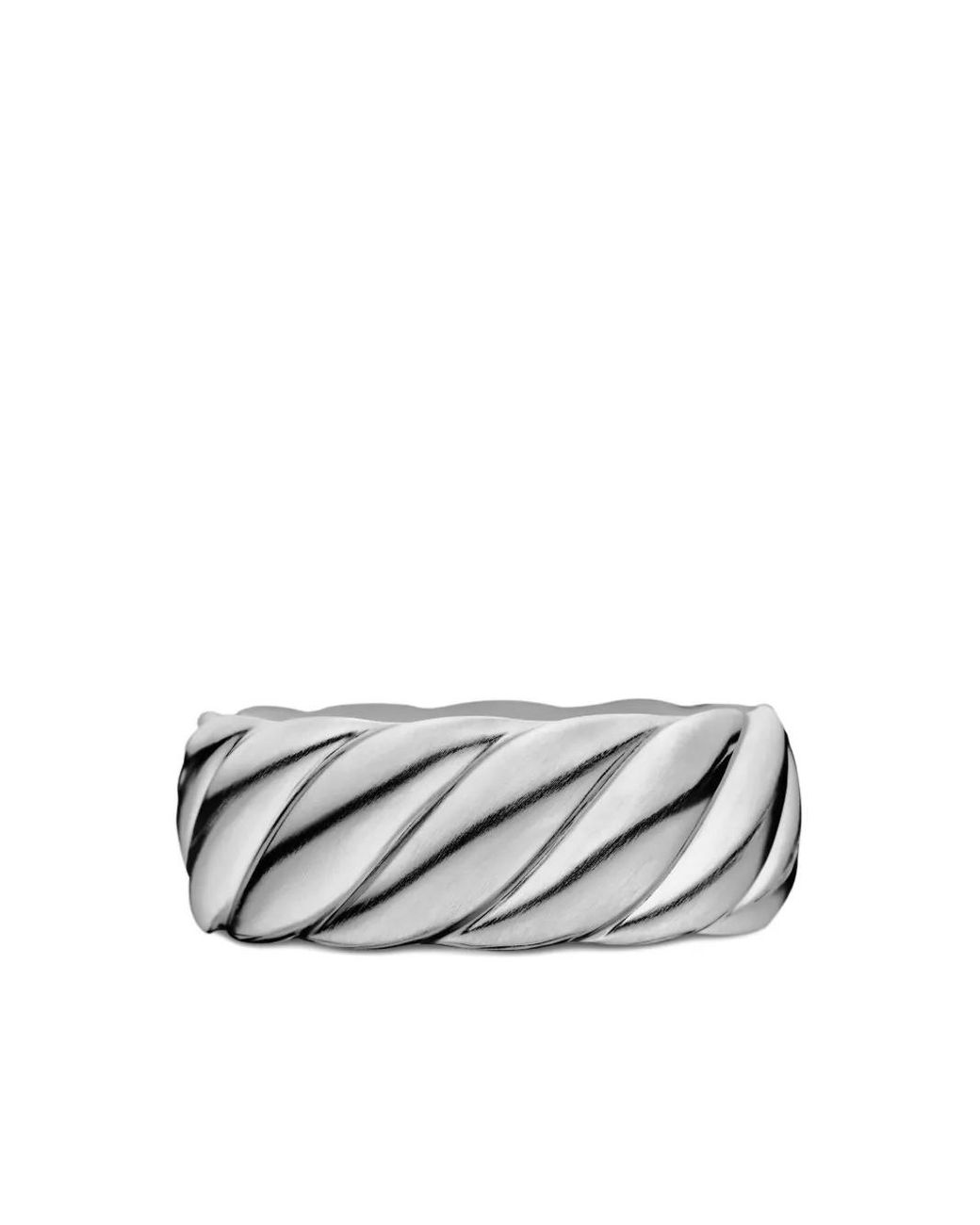 David Yurman White Sterling Sculpted Cable Contour Band Ring (9Mm) for men