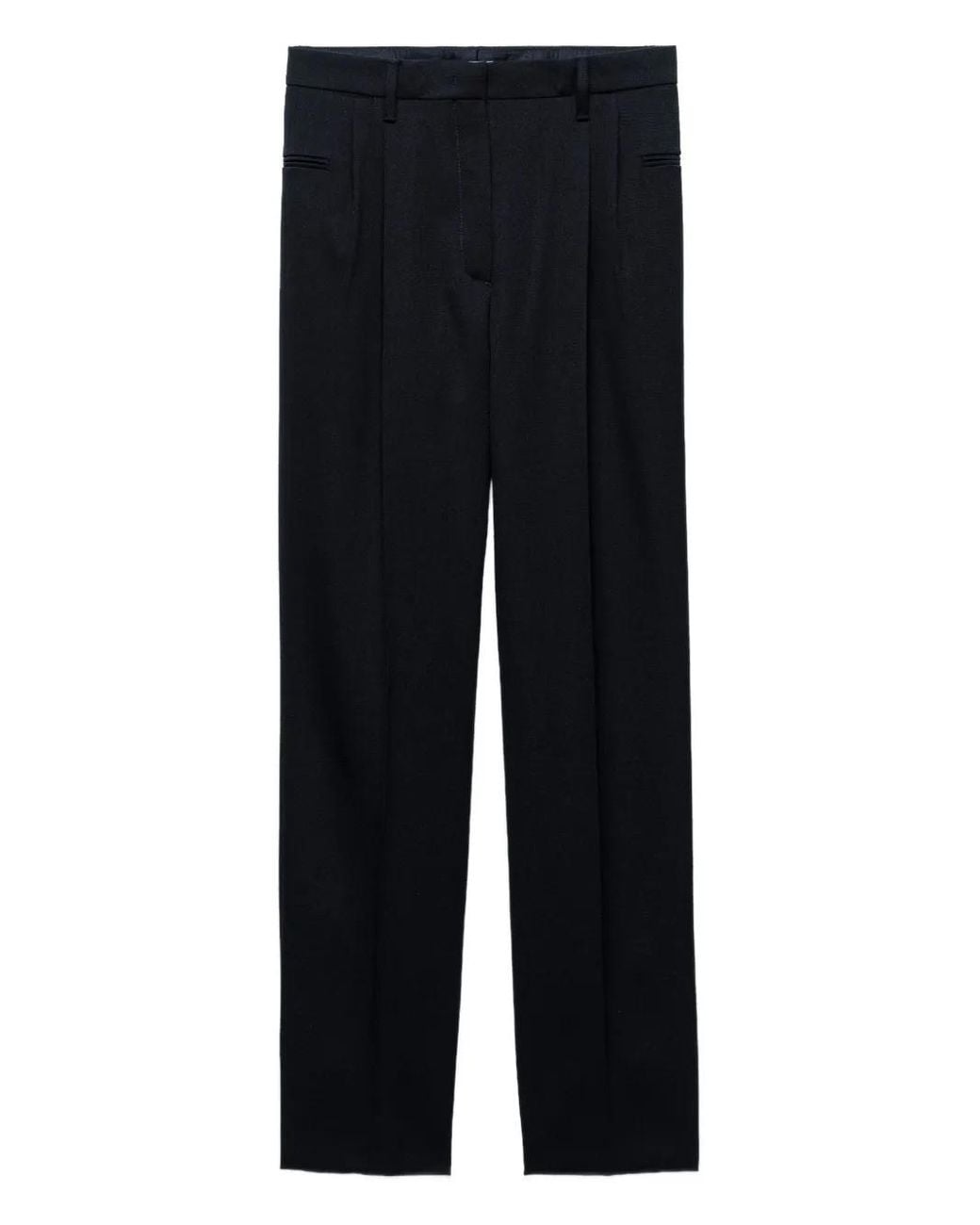 Prada Wollen Broek Met Rits in het Black