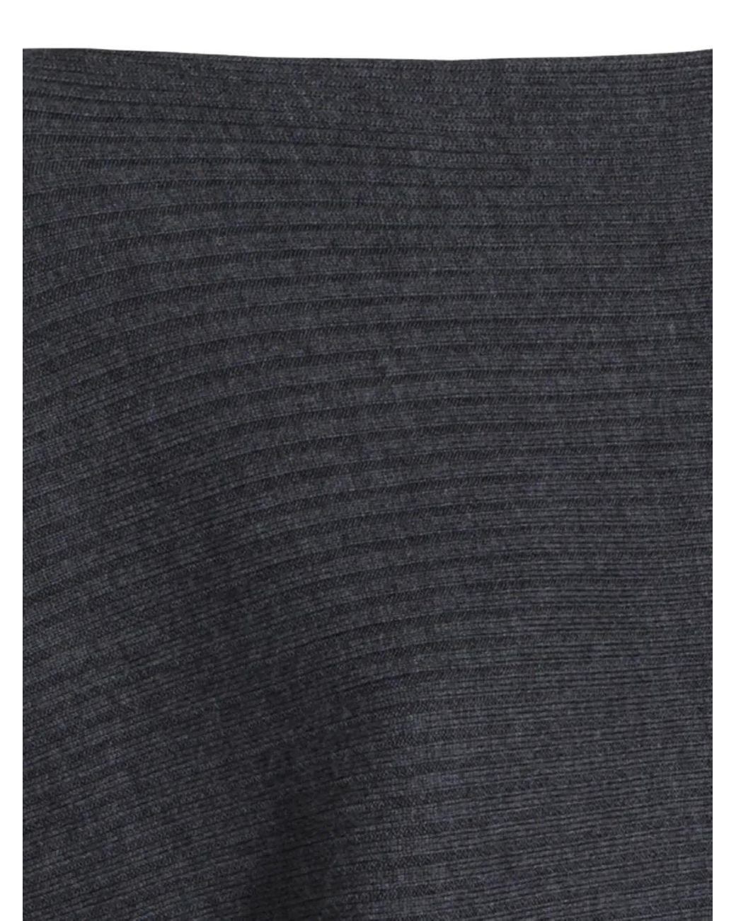 AYA MUSE Gray Ribbed Boat-Neck Sweater