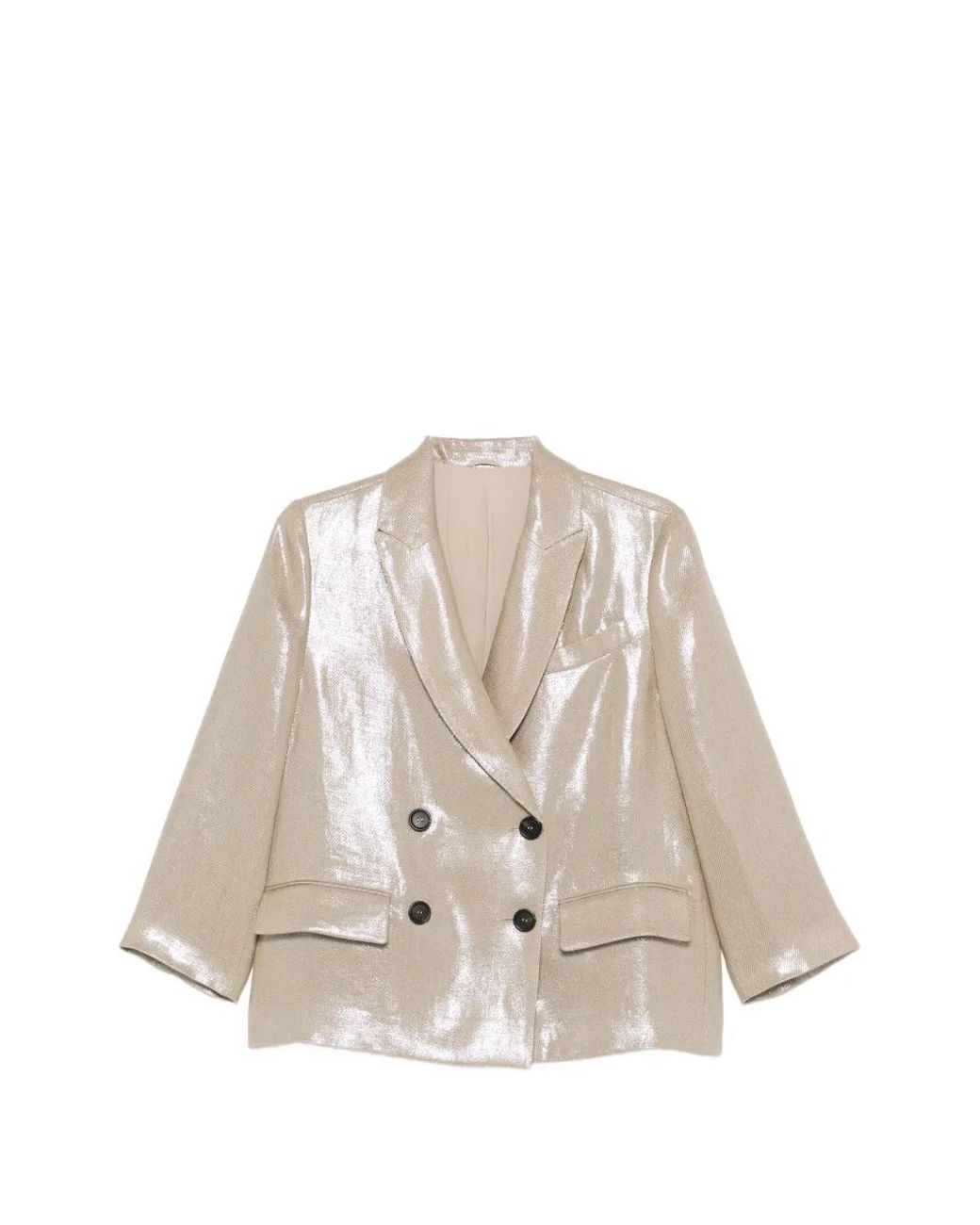 Brunello Cucinelli Natural Linen Double-Breasted Jacket