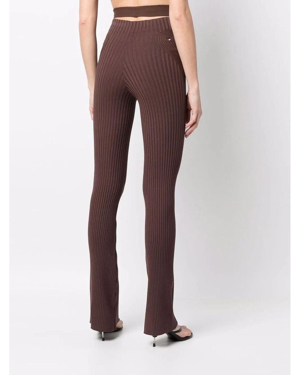 ANDREADAMO Purple Ribbed-Knit Flared Trousers