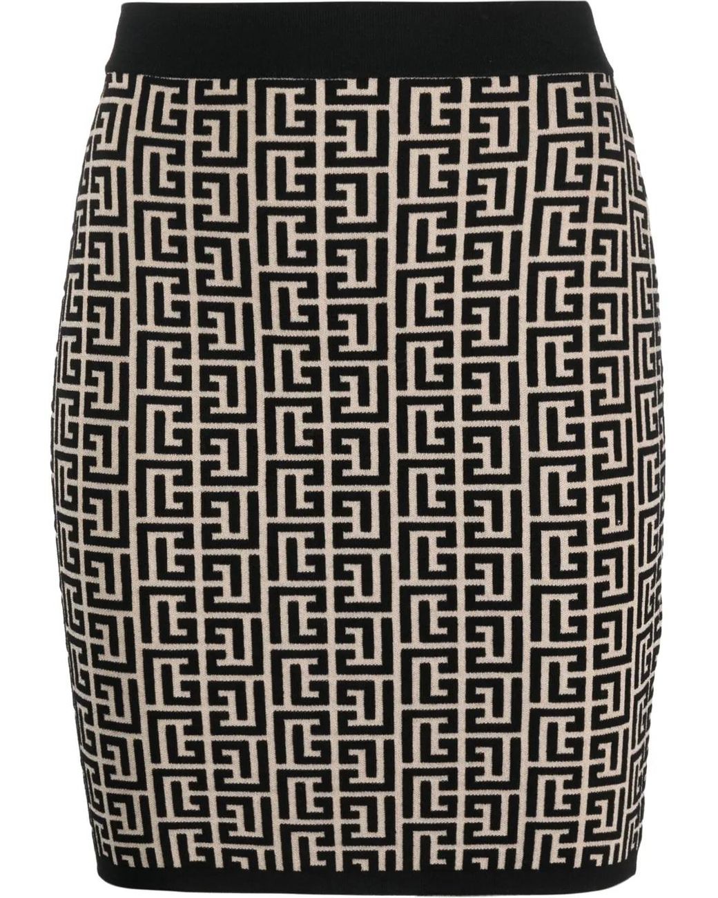 Balmain Black Monogram-Jacquard Miniskirt