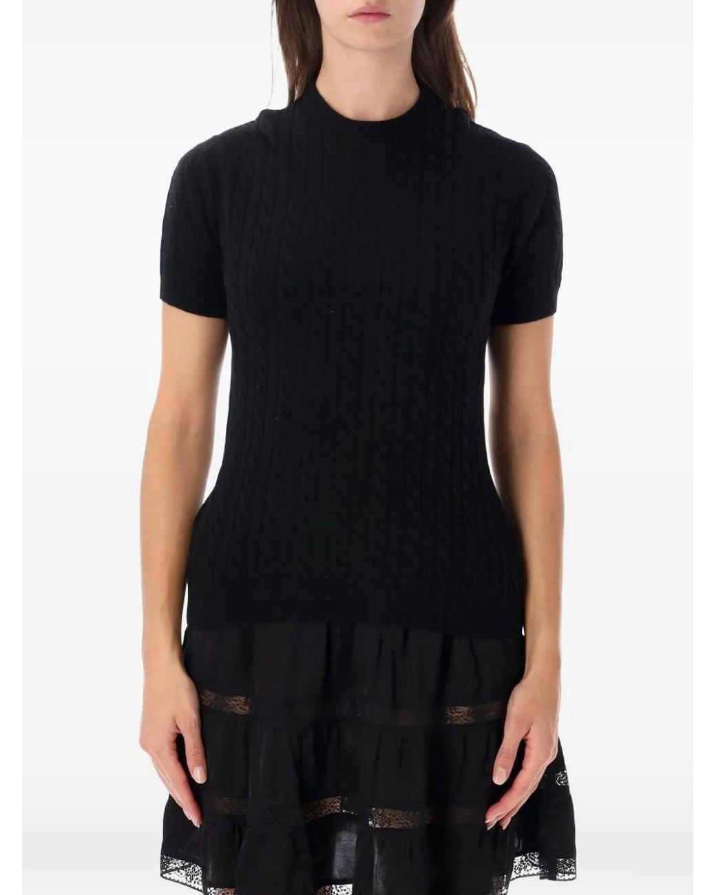 GIMAGUAS Black Rina Cable-Knit T-Shirt