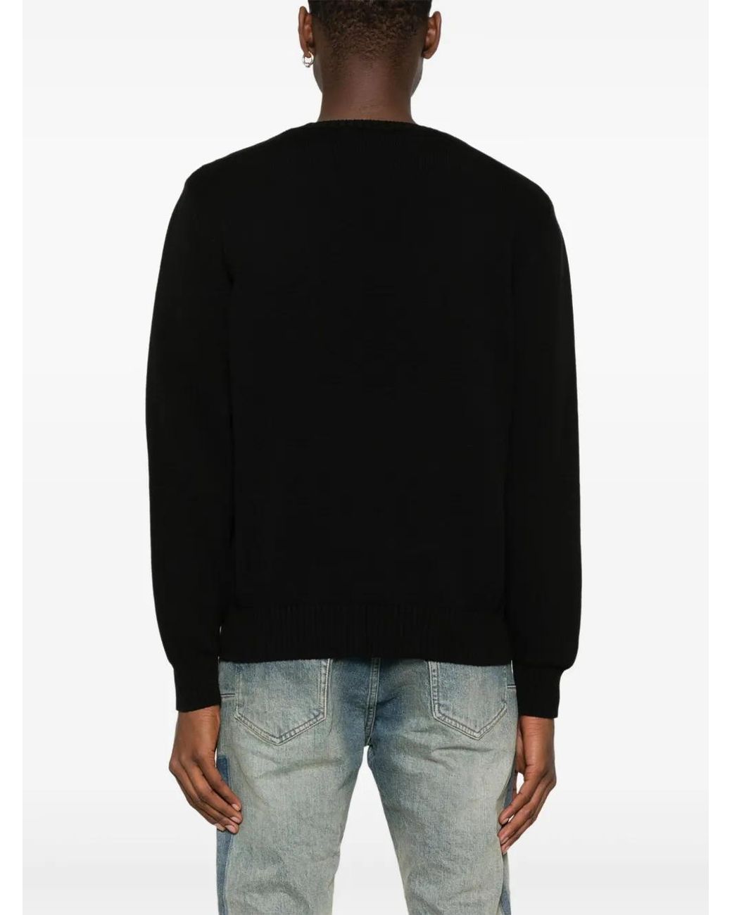 Palm Angels Black Logo-Embroidered Sweater for men