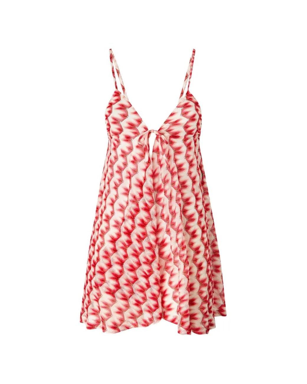 Missoni Red Tie-Front Graphic Beach Jumpsuit