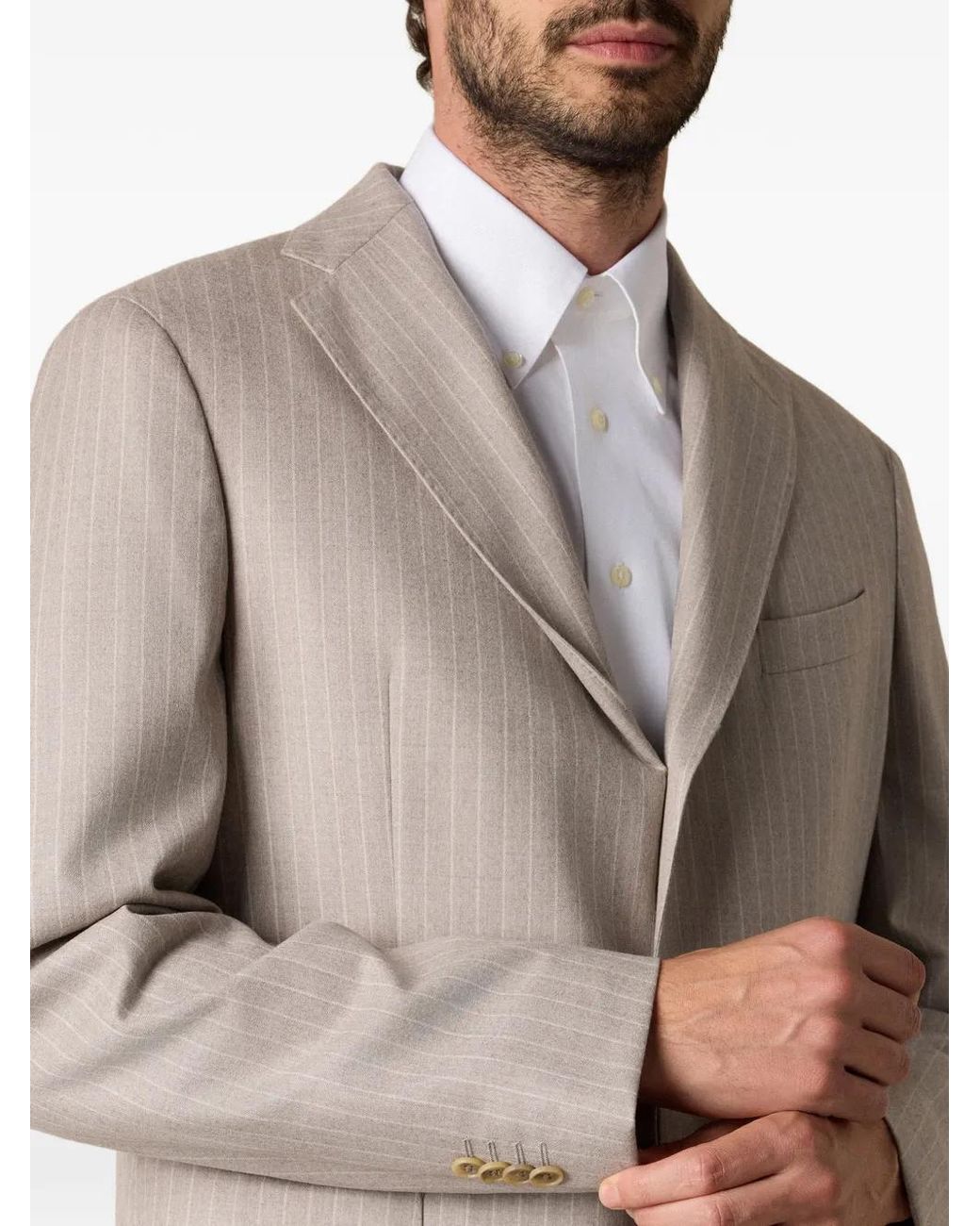 Brooks Brothers Natural Pinstripe Wool Suit for men