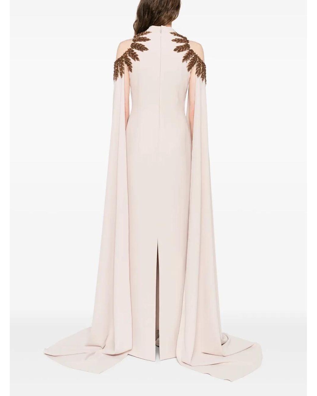 Jean Louis Sabaji White Embellished Cape Dress