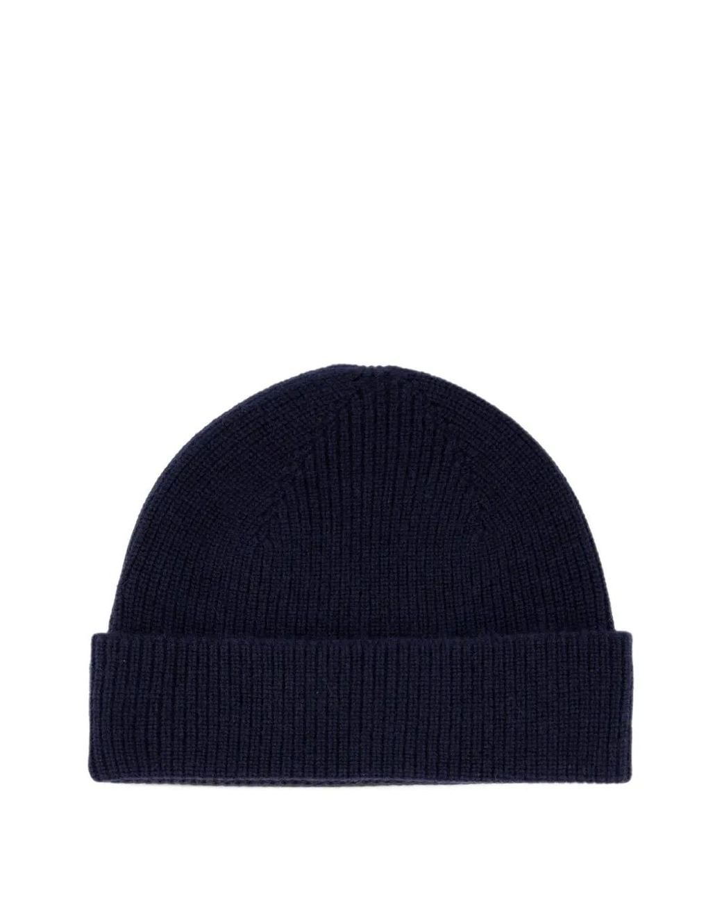 Zegna Blue Ribbed-Knit Beanie Hat for men