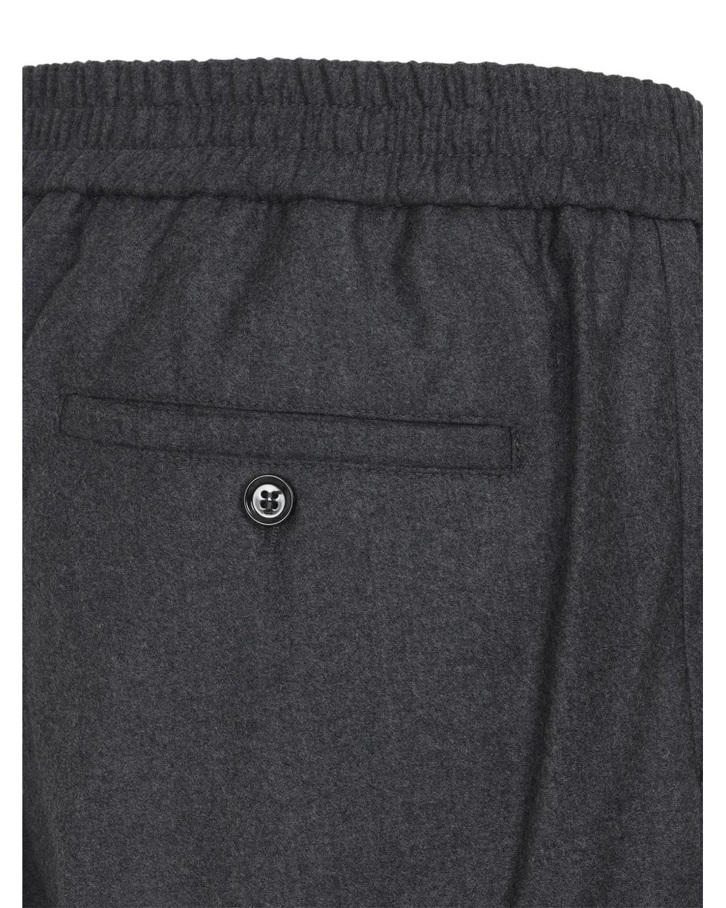 AMI Gray Elasticated-Waist Wool Trousers for men