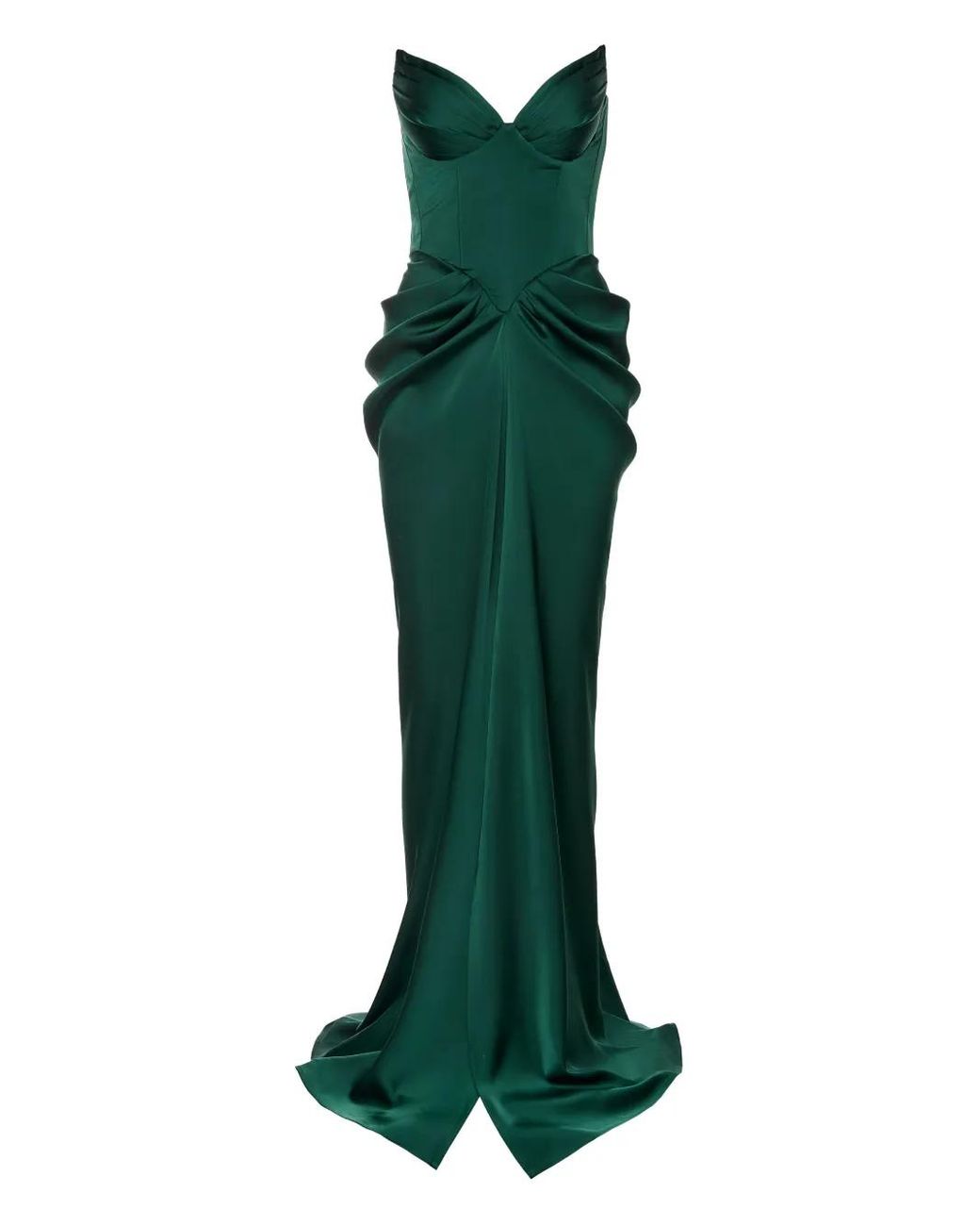 Ana Radu Green Corset Draped Maxi Dress
