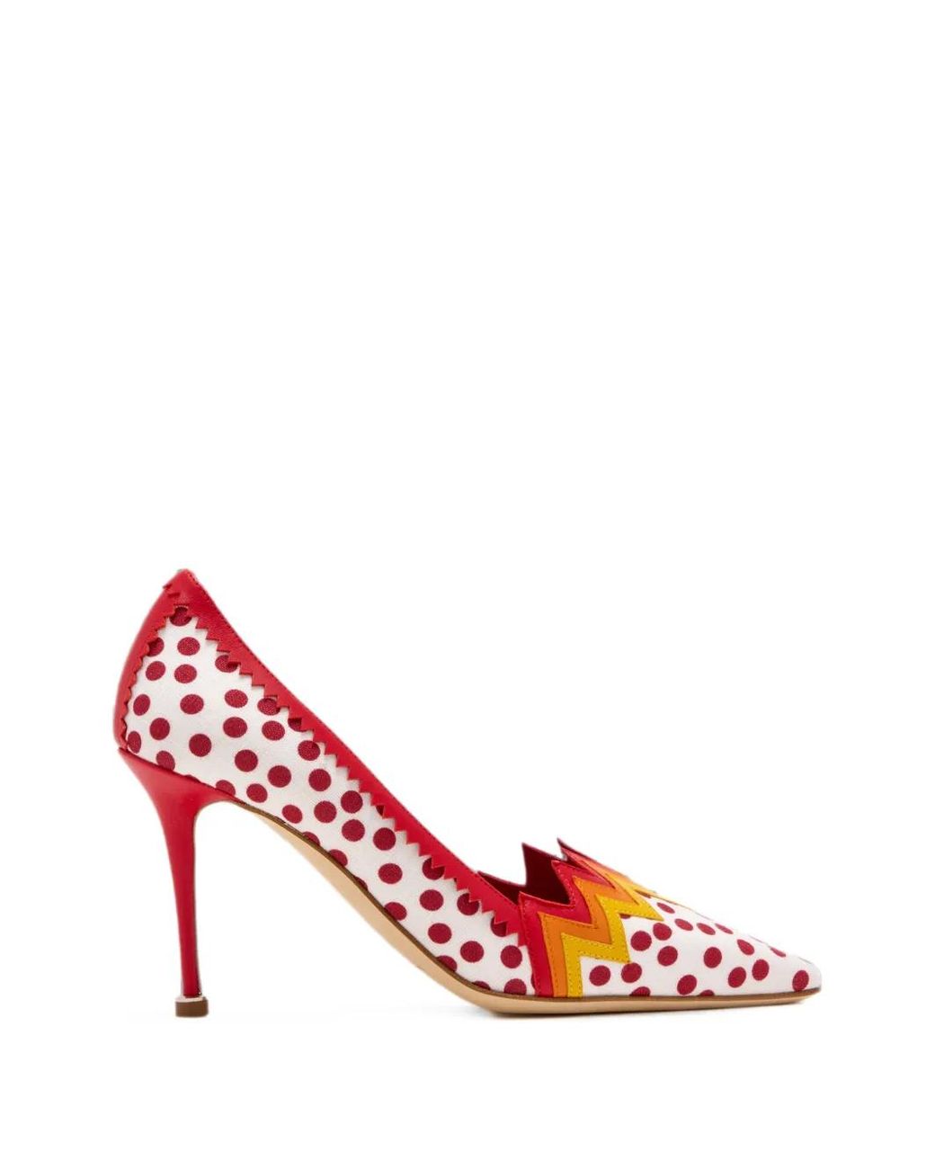 Manolo Blahnik Pink Yquem Polka-Dot Zigzag-Trim Pumps