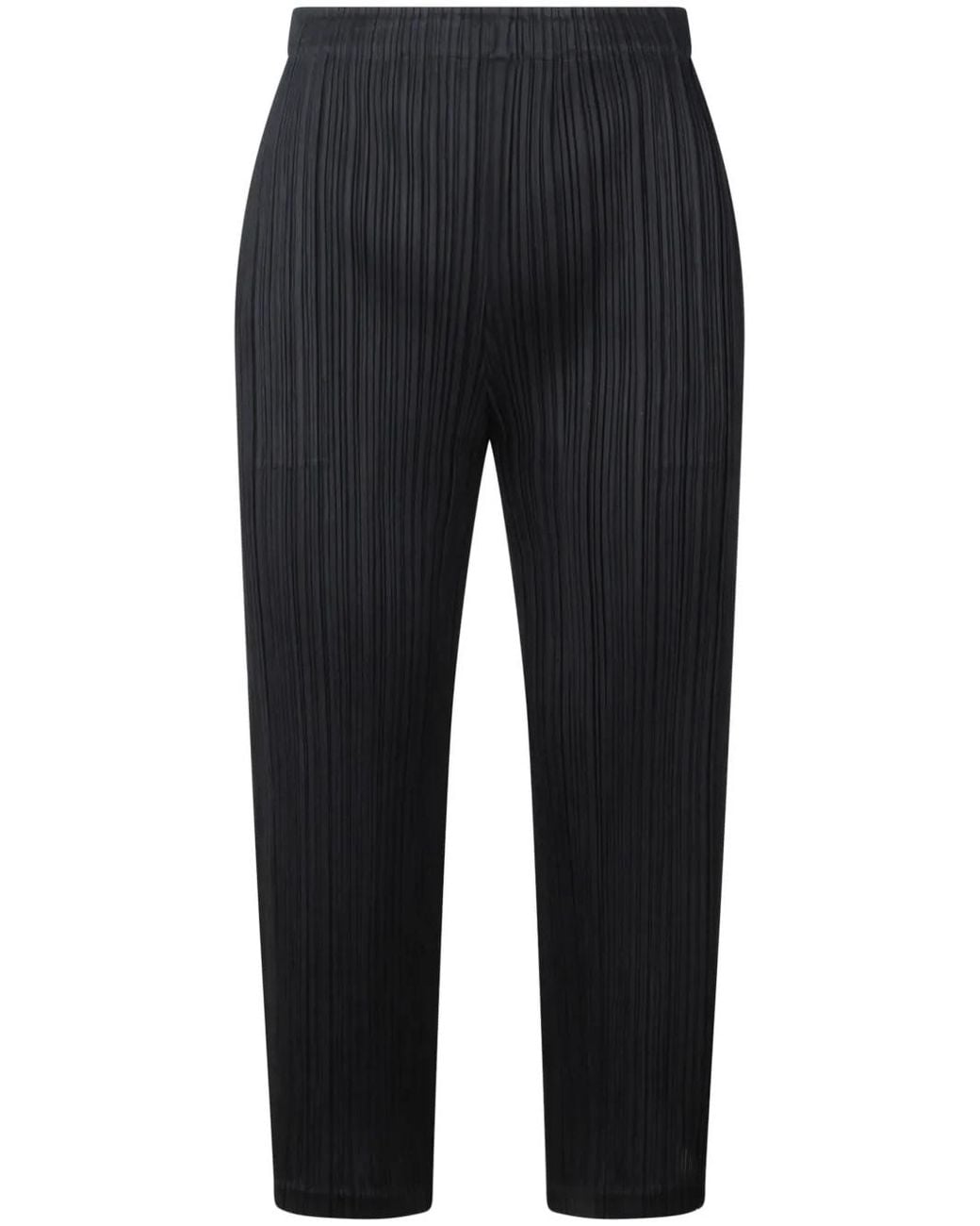 Pleats Please Issey Miyake Blue Plissé Cropped Trousers