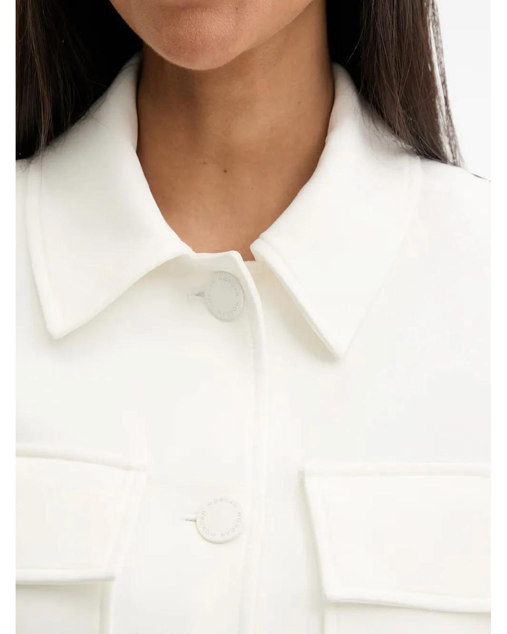 Morgan White Cropped Button-Up Jacket