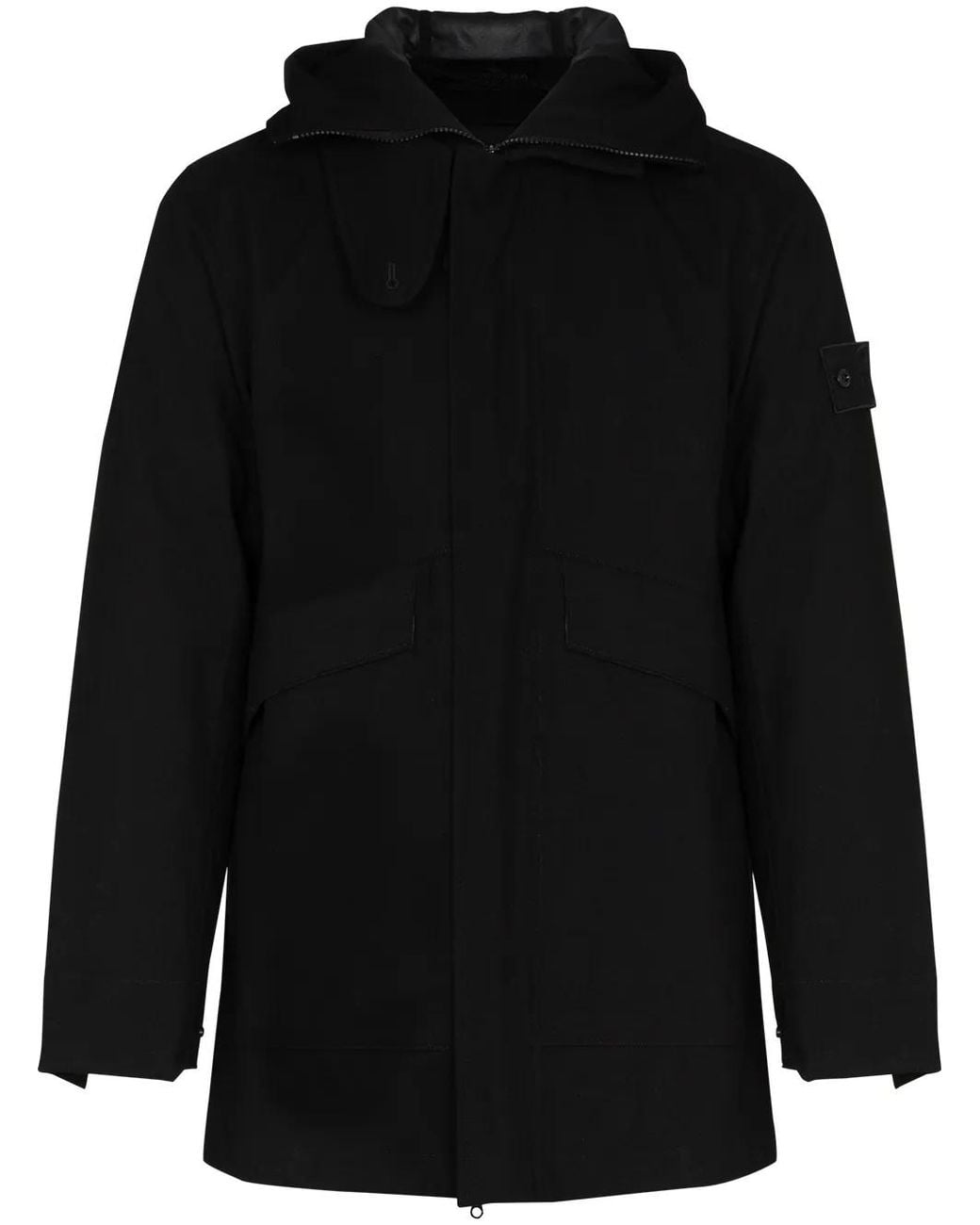 Stone Island Black Compass-patch Hooded Jacket for men