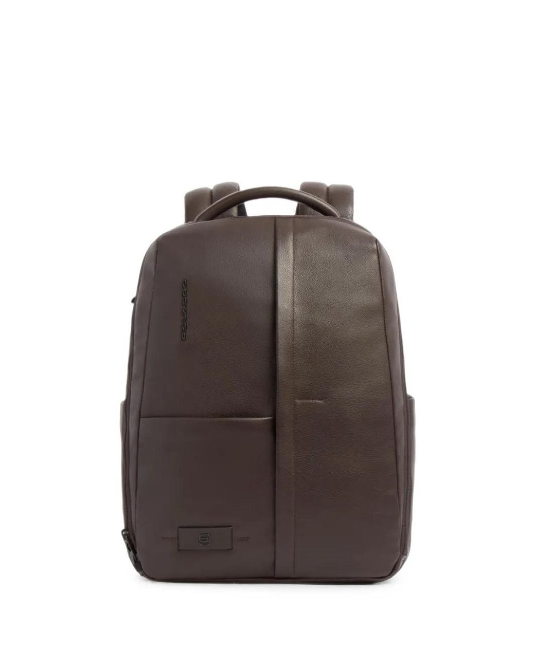 Piquadro Brown Grained Leather Backpack for men
