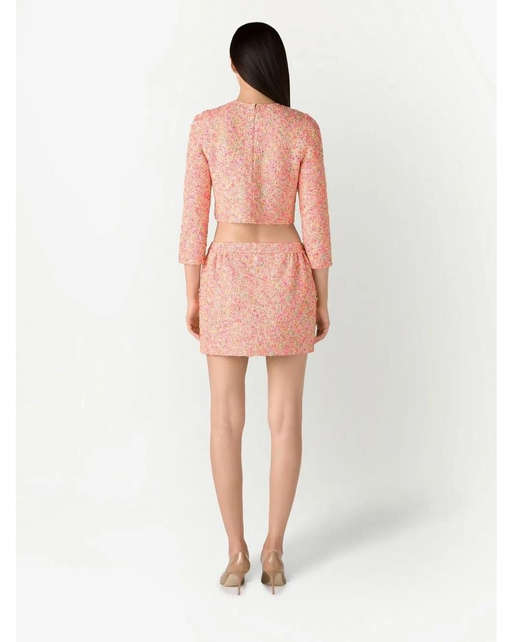 St. John Pink Bonded Novelty Tweed Skirt