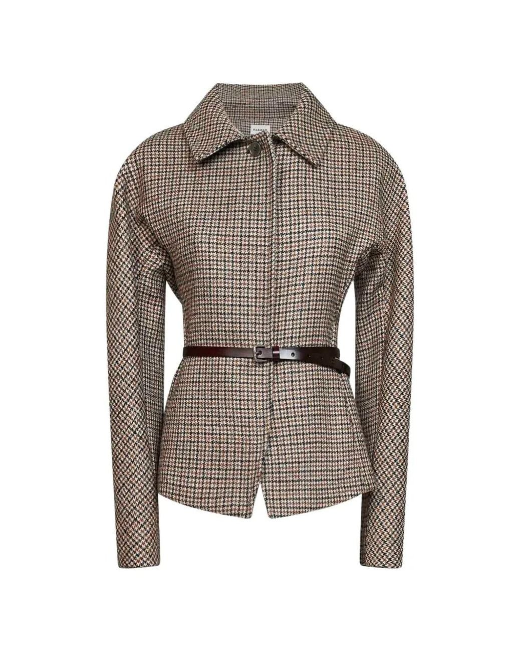 P.A.R.O.S.H. Gray Veste Ceinturée À Motif Pied-De-Poule