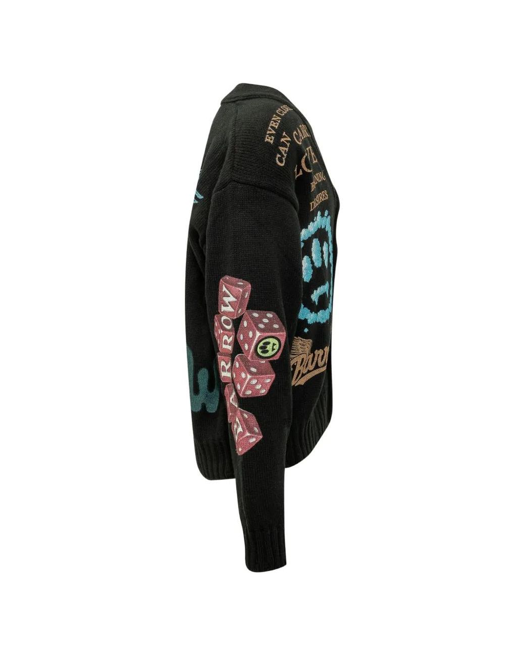 Barrow Black Graphic-Print Button-Up Cardigan for men