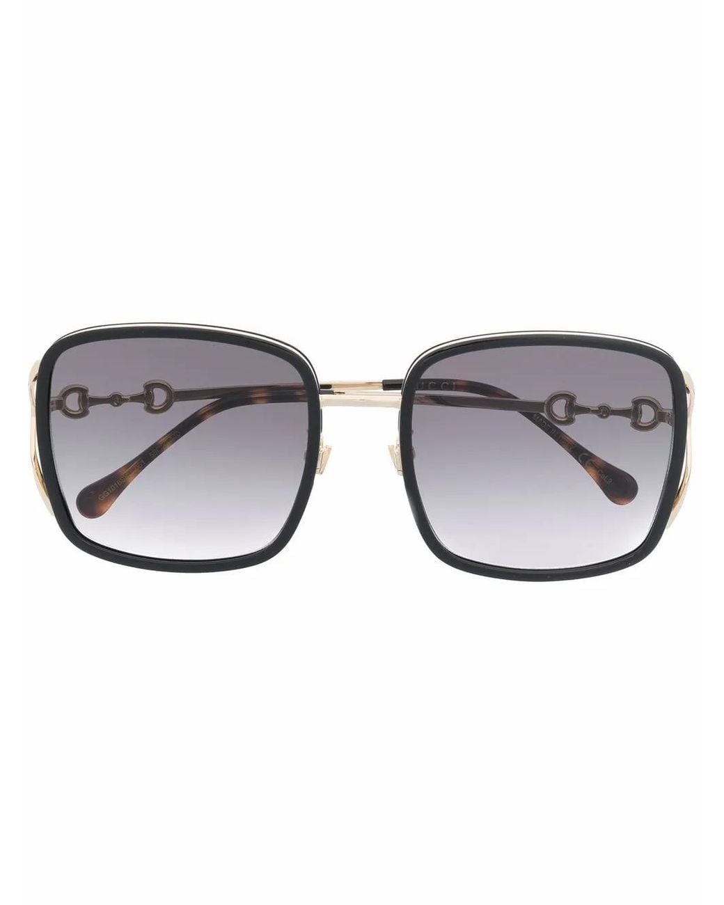 Gucci Gray Horsebit Square-Frame Sunglasses